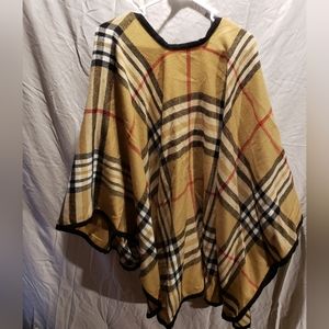 Camel Plaid Cape